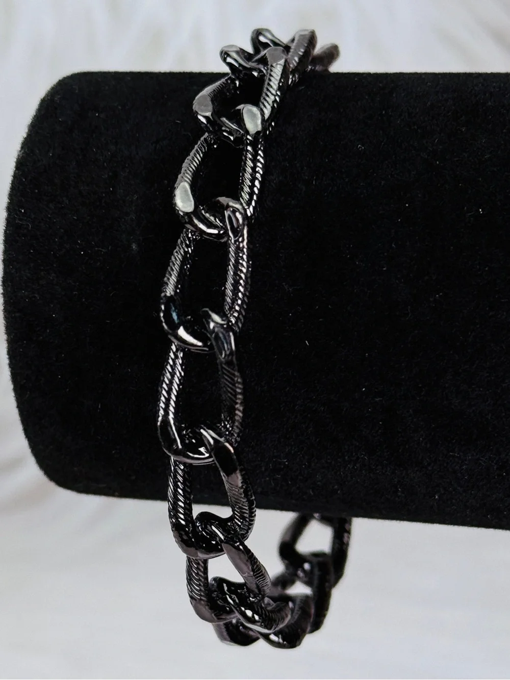 Black gunmetal chainlink bangle bracelet
